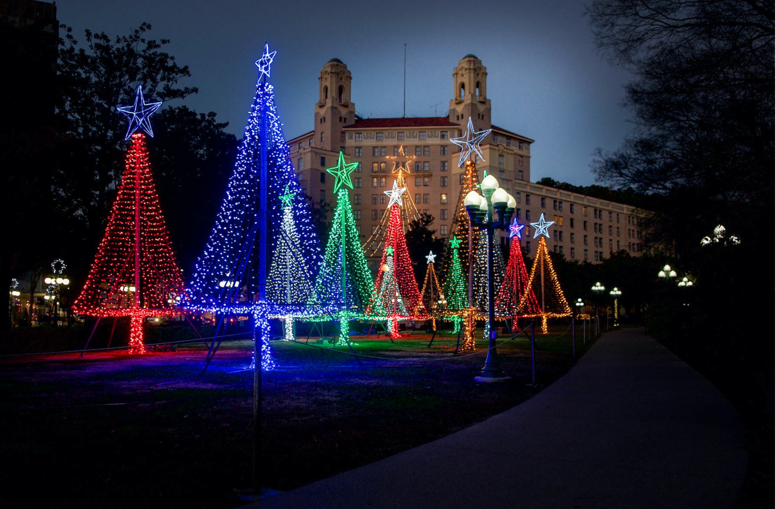 Holiday lights in Hot Springs. 