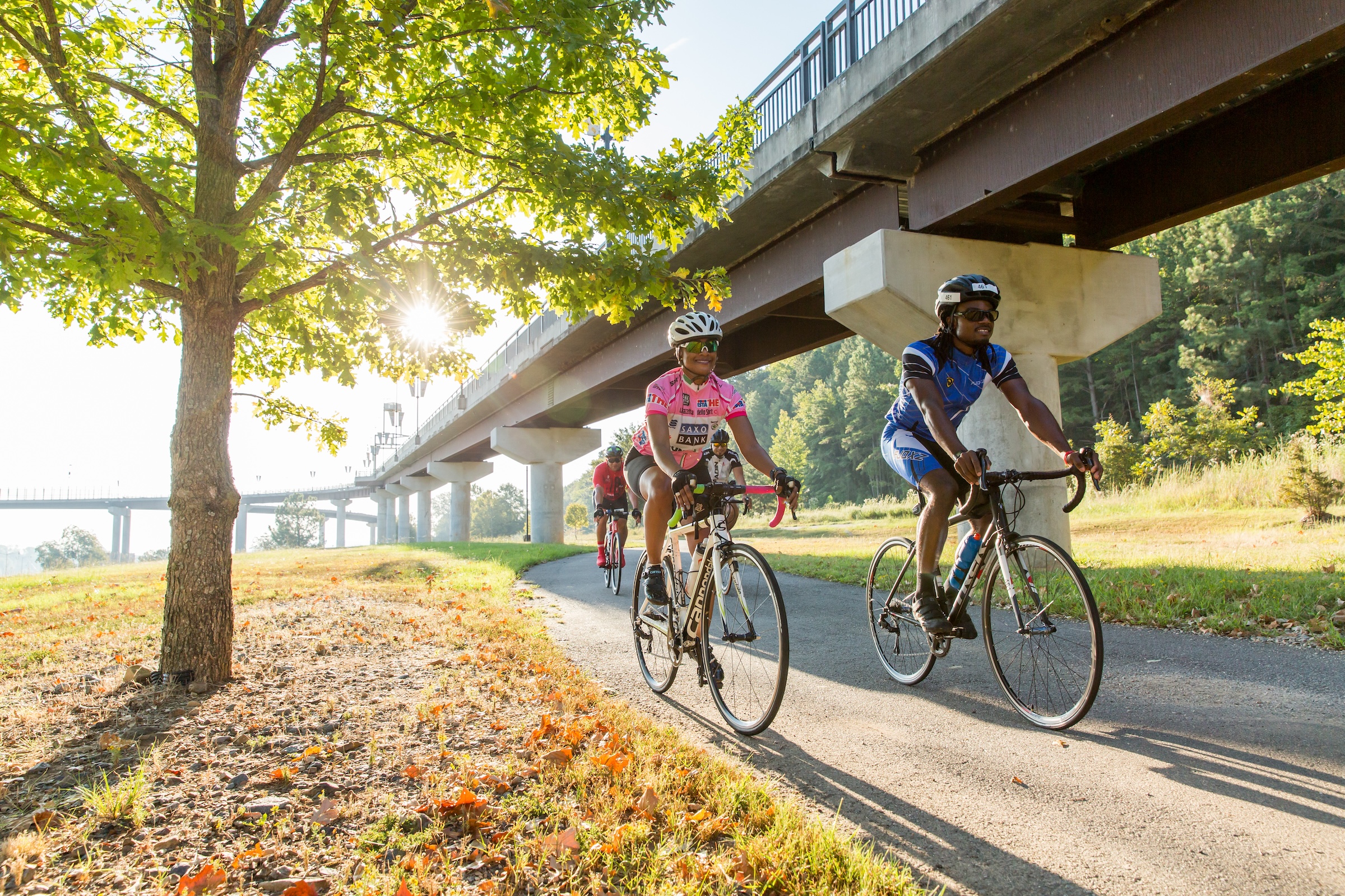 Biking near the Big Damn Bridge in Little Rock