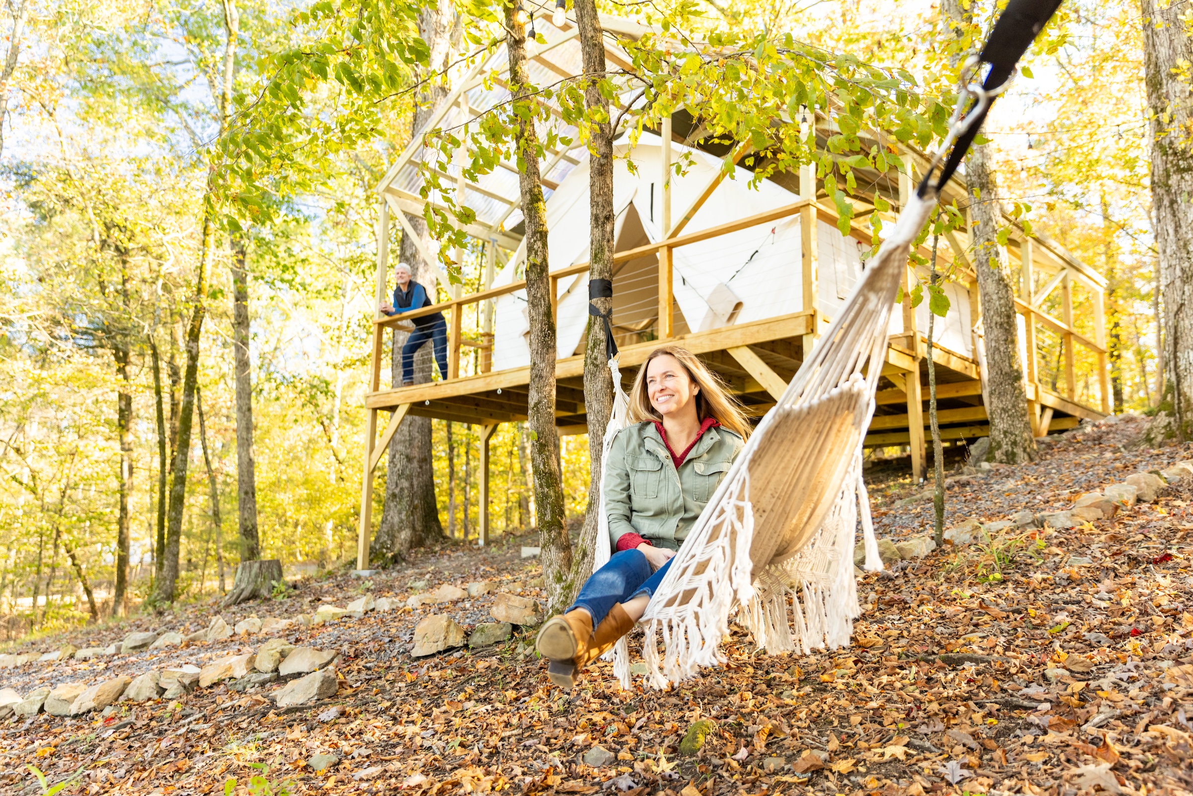 Lady in a hammock at Ouachita Wilde in Mena