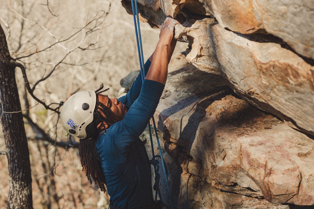 Rock climbing at Jamestown Crag