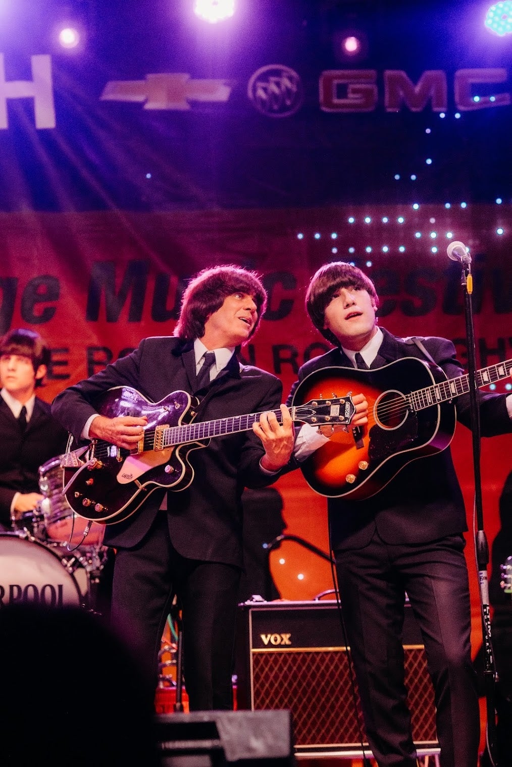 The Beatles performing a song