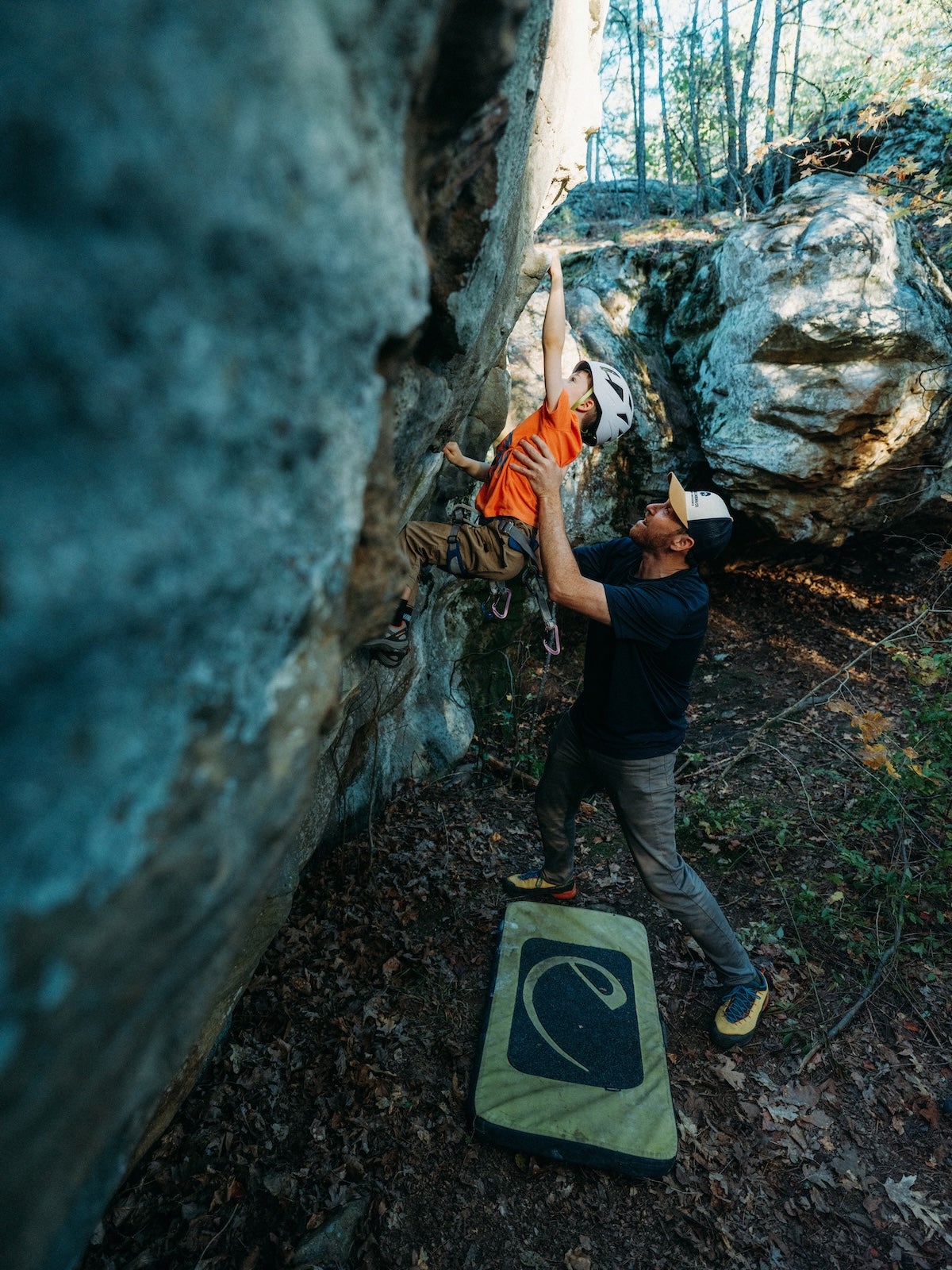 kid rock climbing at petit jean