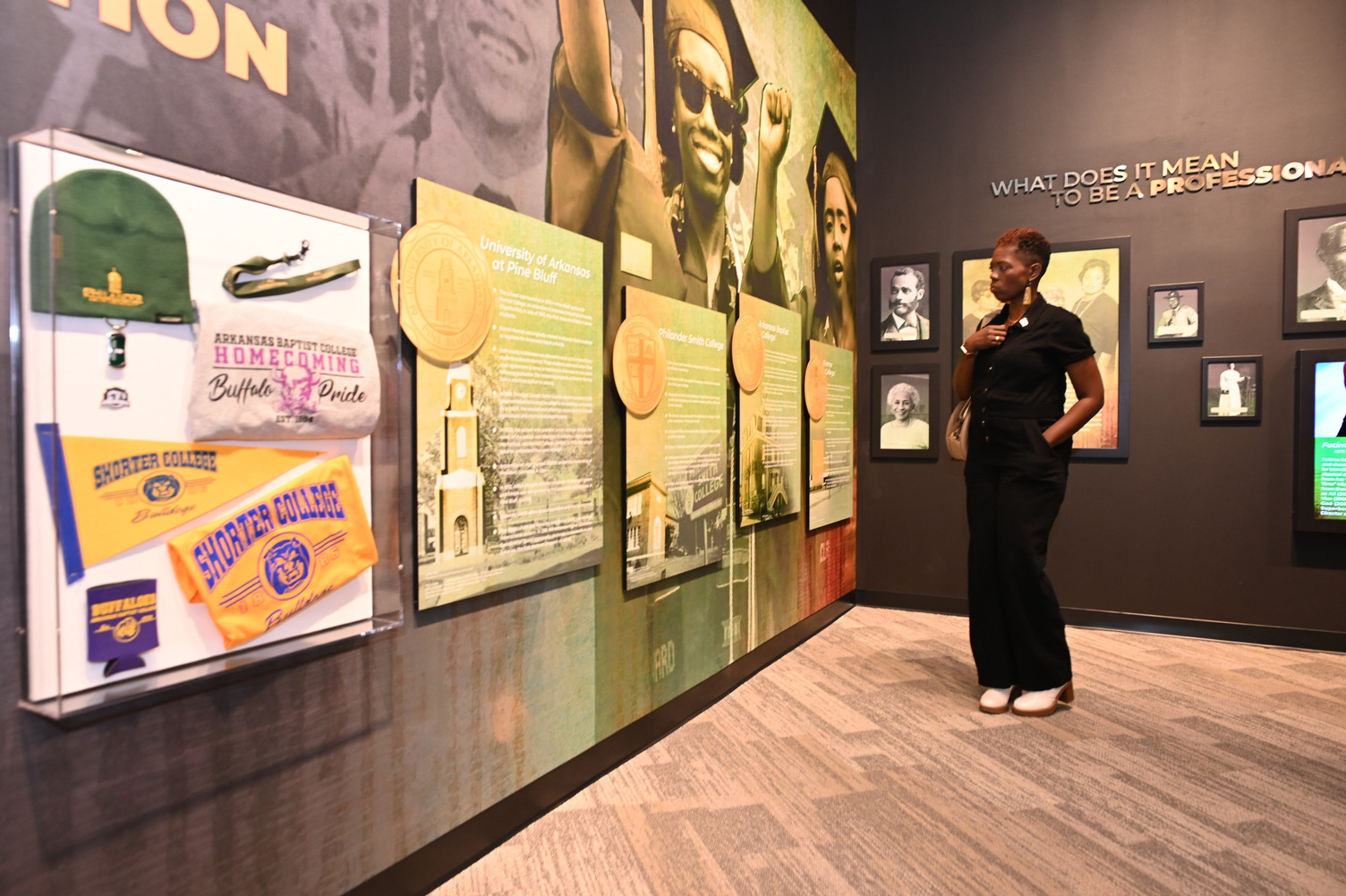 Education is highlighted at many spots in the gallery including at this display on colleges and universities. Photo by Kirk Jordan.