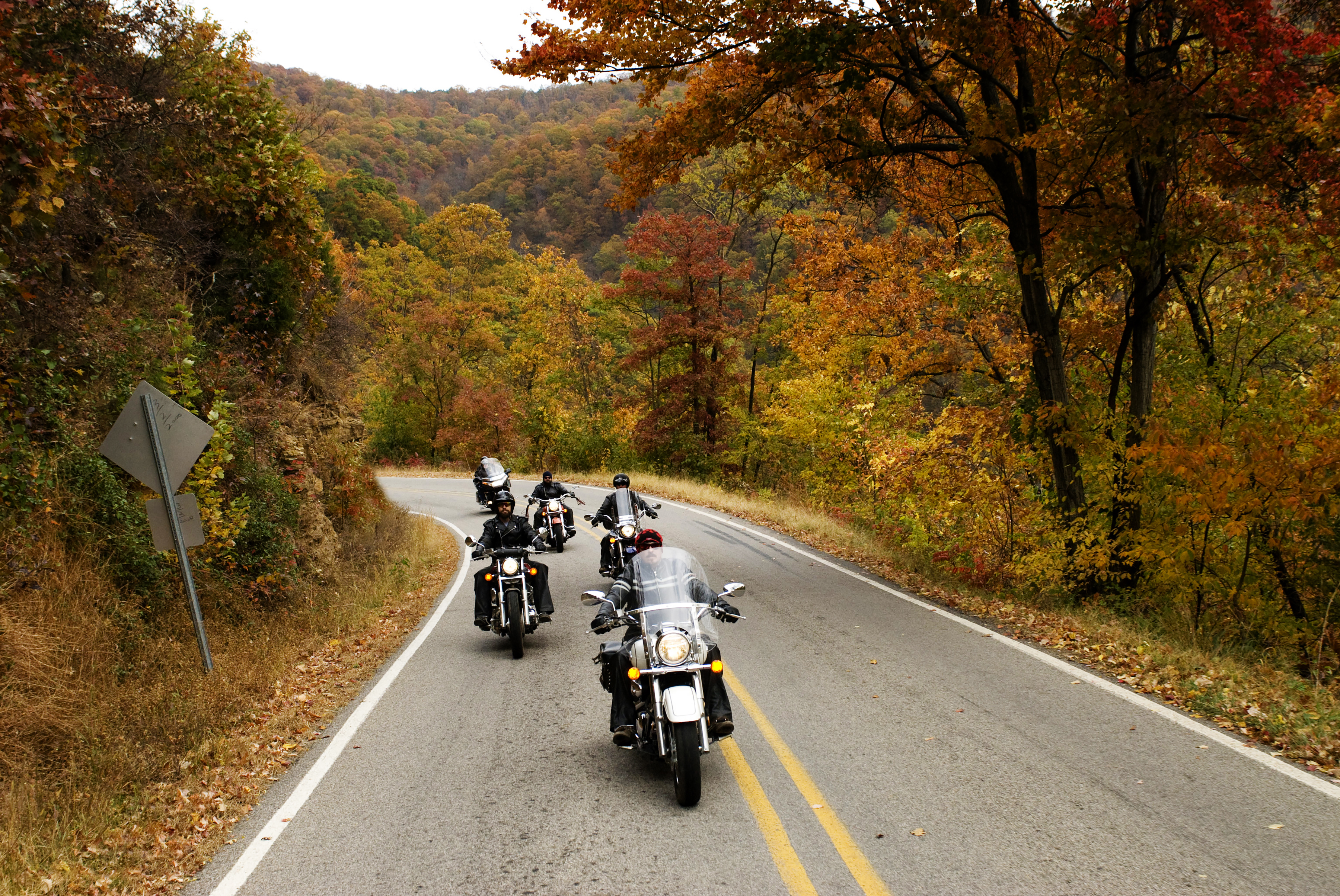 Motorcycling the Pig Trail Scenic Byway in Fall