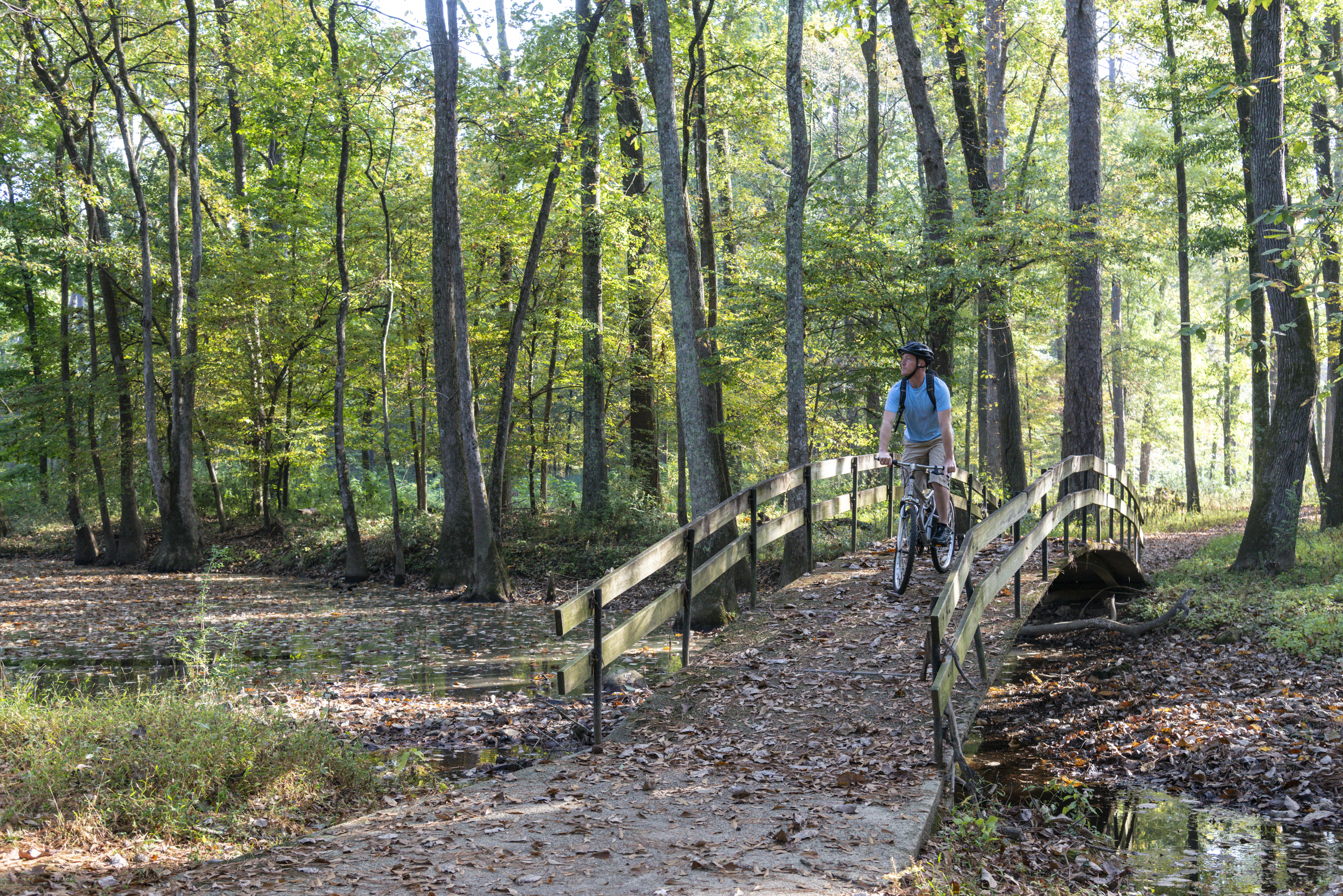 Mountain biking at Boyle Park in Little Rock, Arkansas