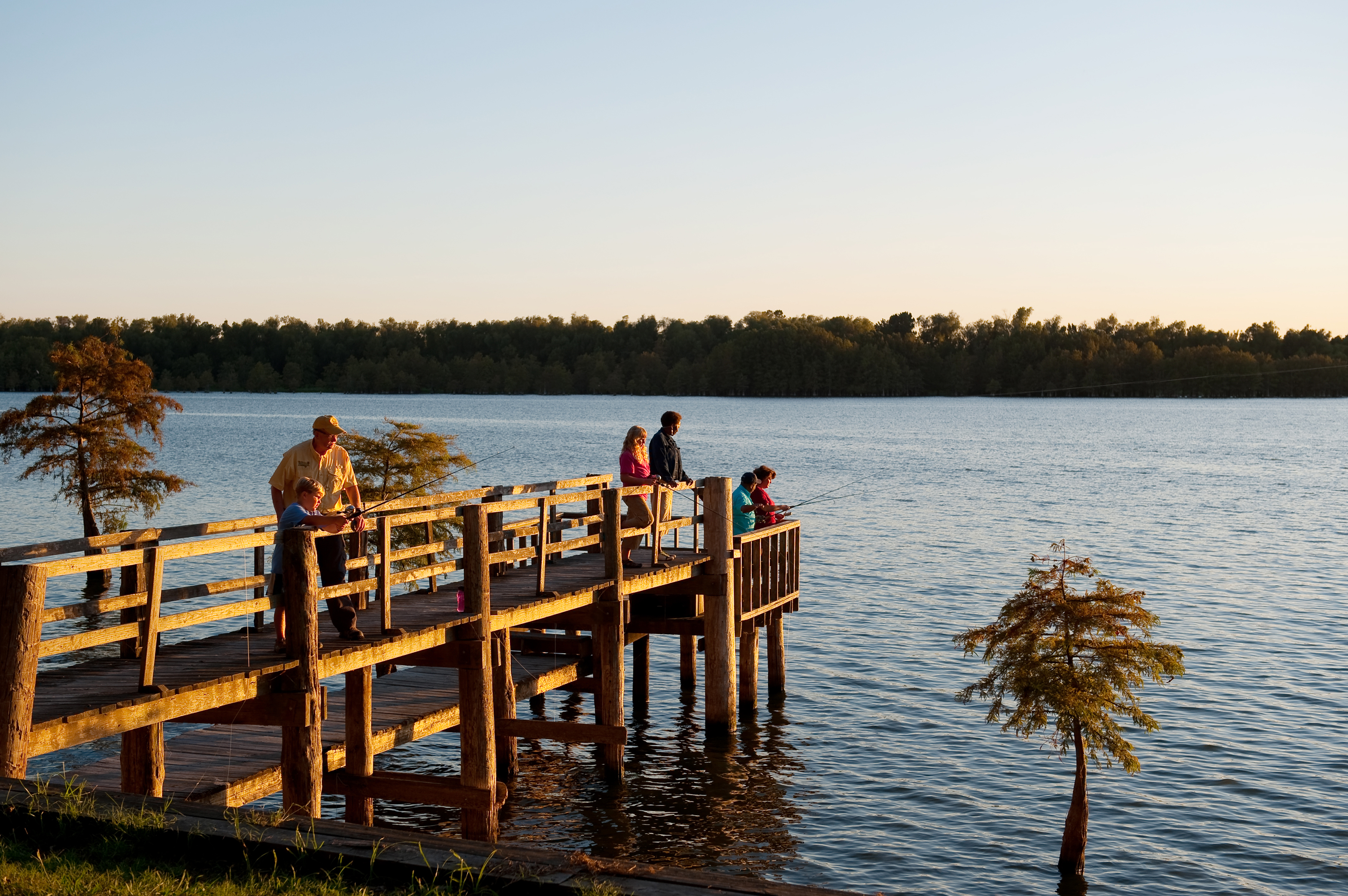 People fishing at Lake Chicot