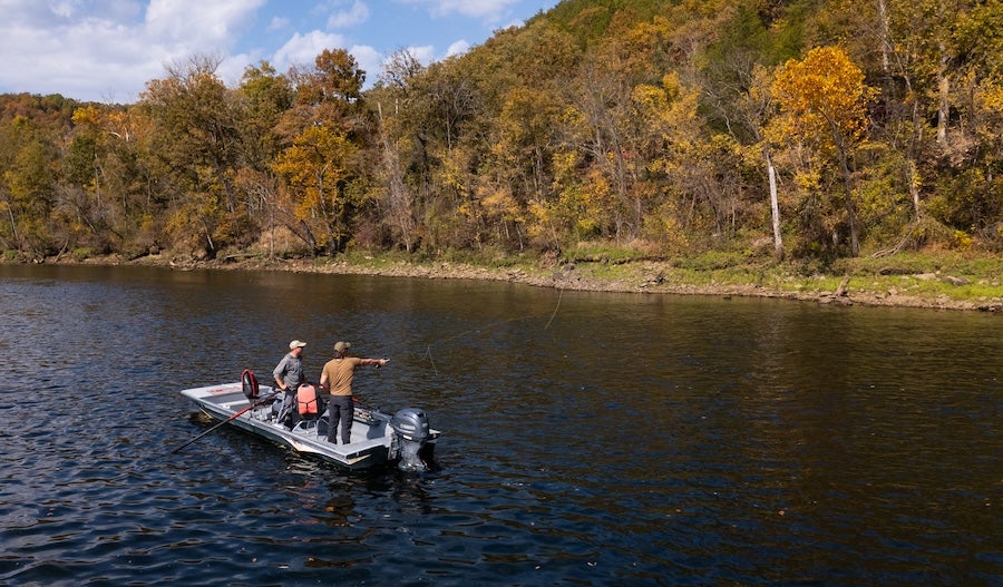 boat fishing on the lake