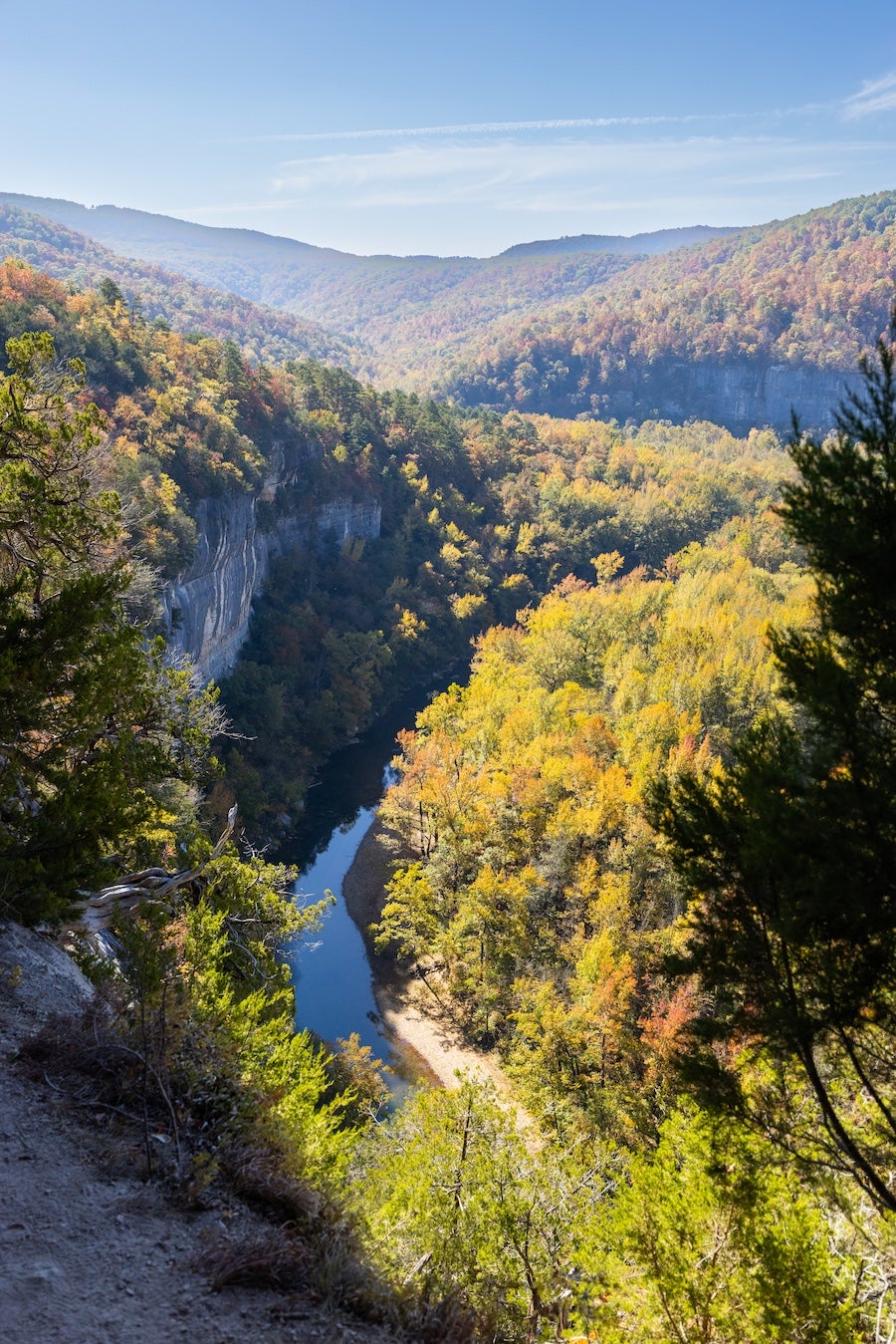 view of the Buffalo National River from a hiking trail