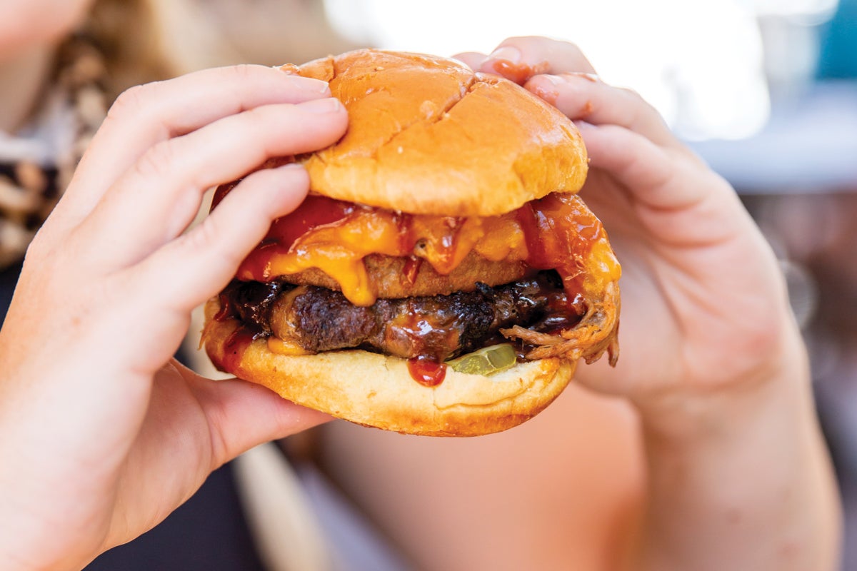 A loaded Arkie Burger from the Rowdy Beaver Restaurant and Tavern in Eureka Springs 