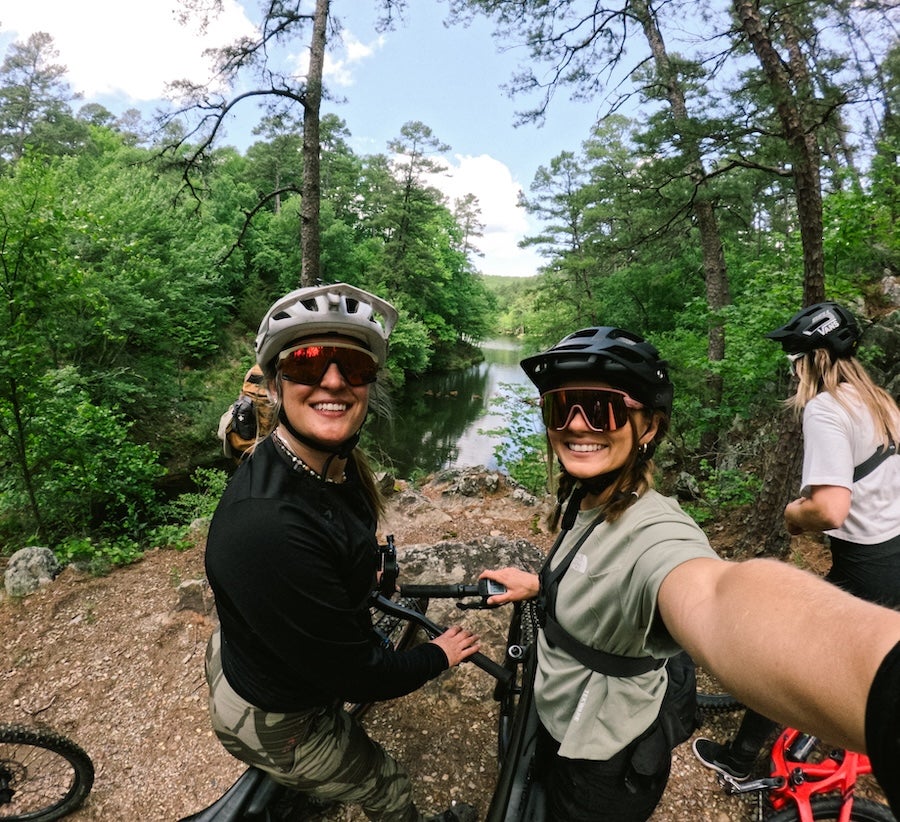 GoPro team taking a selfie on the Northwoods Trail