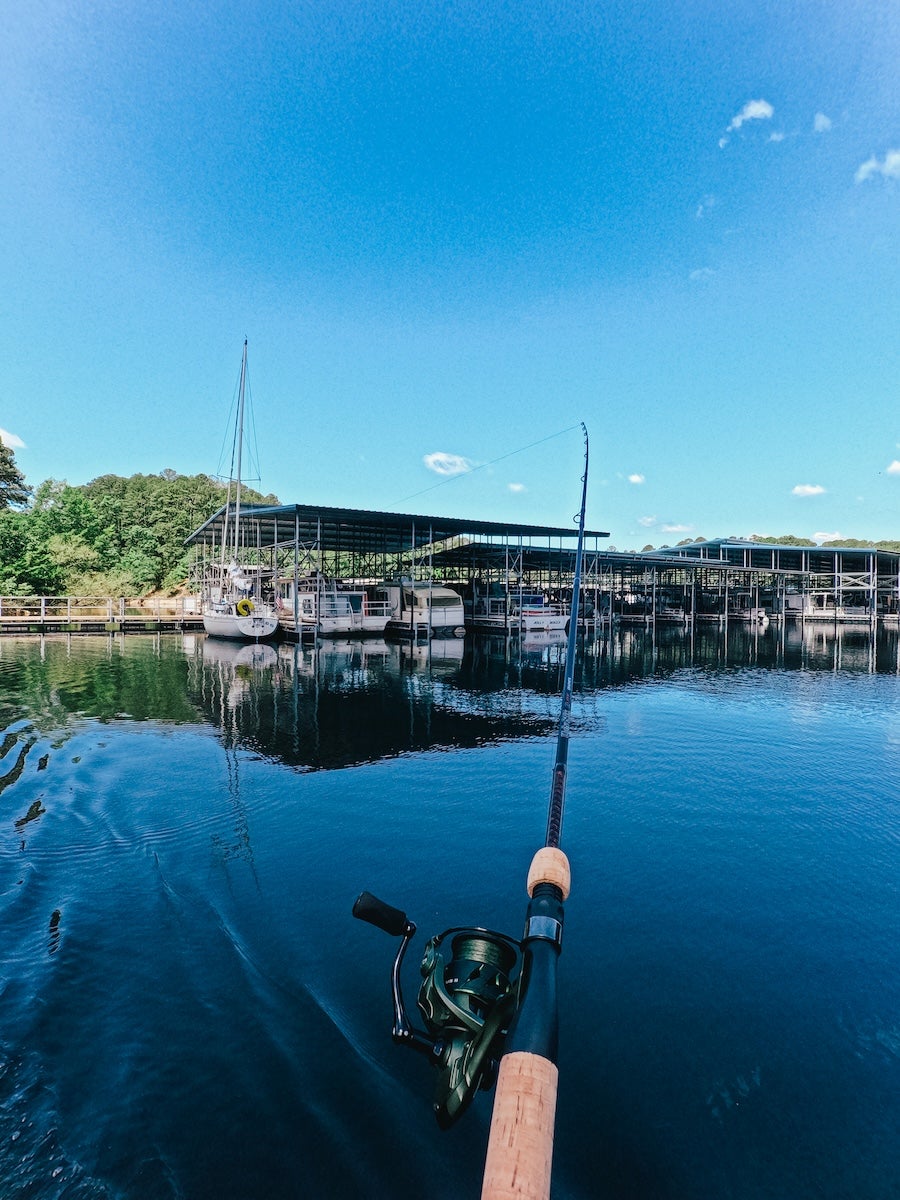 fishing near the marina and boats