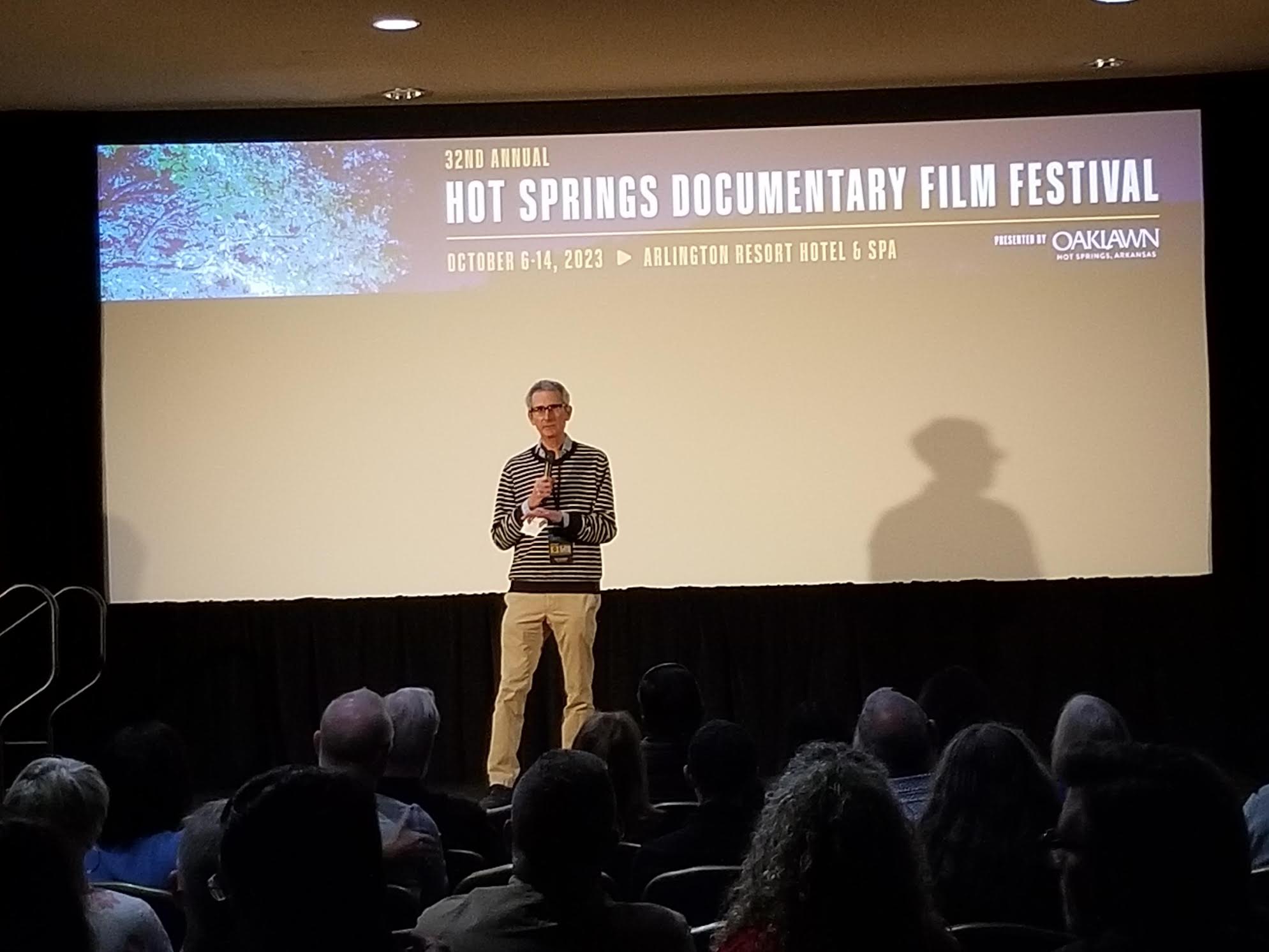 Ken Jacobson, executive director of Hot Springs Documentary Film Festival, introduces The Natural State Shorts Program.