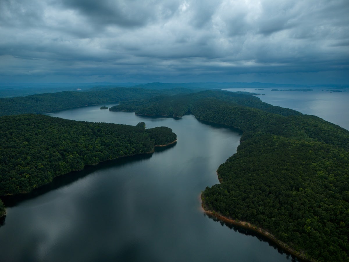 aerial view of lake ouachita