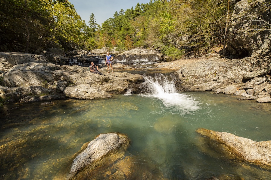 Couple hiking at Little Missouri Falls