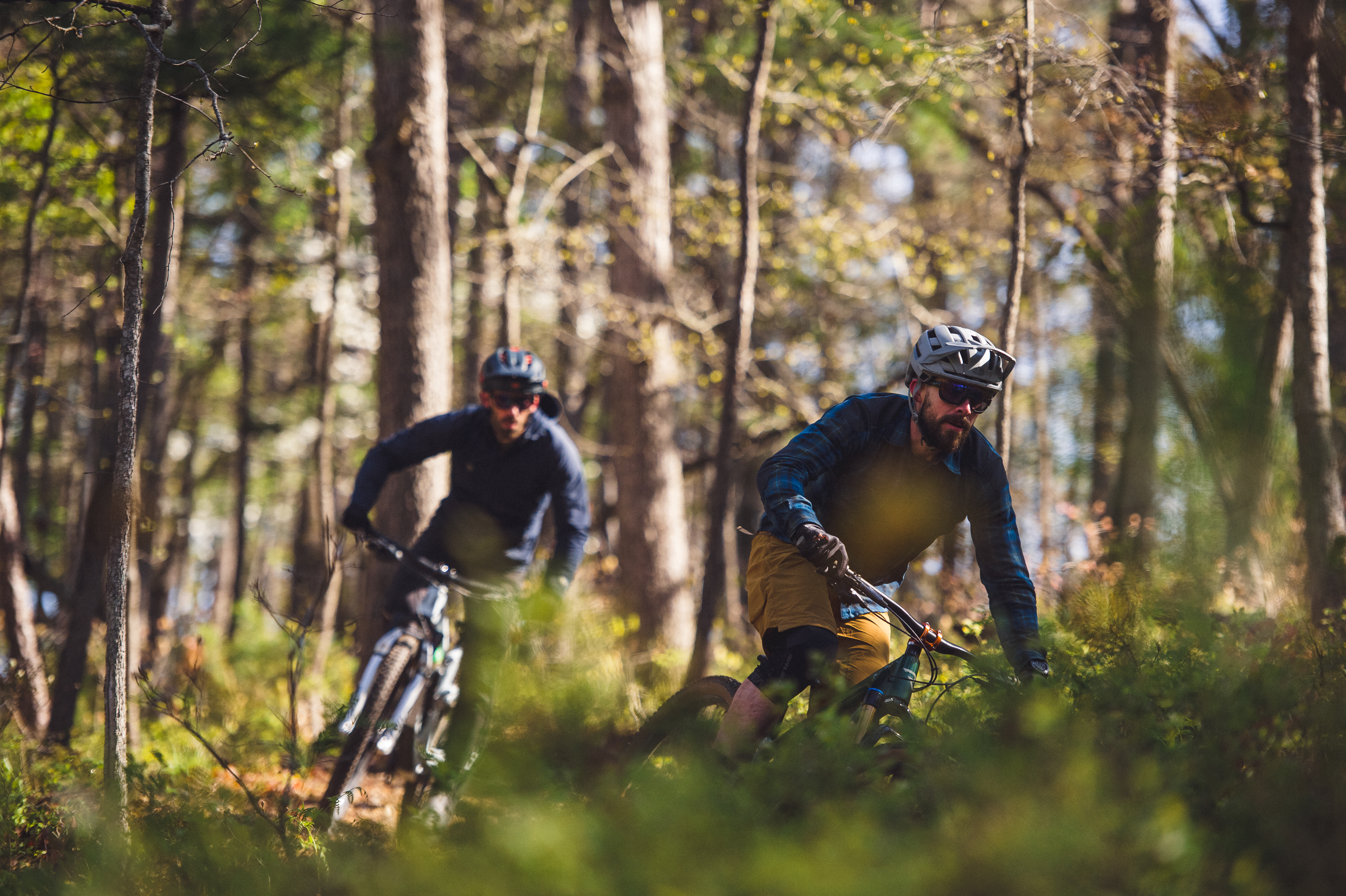 Two men mountain biking in Northwest Arkansas