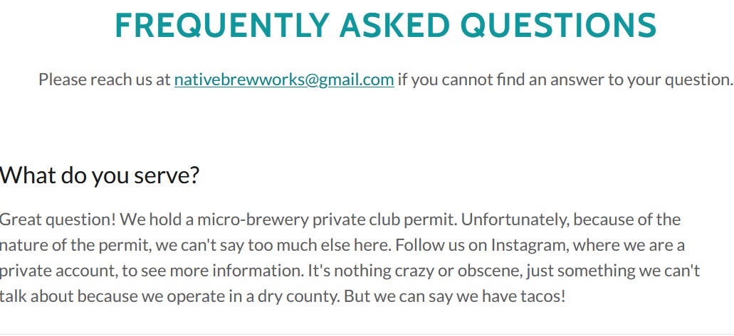 Native Brew Works FAQ