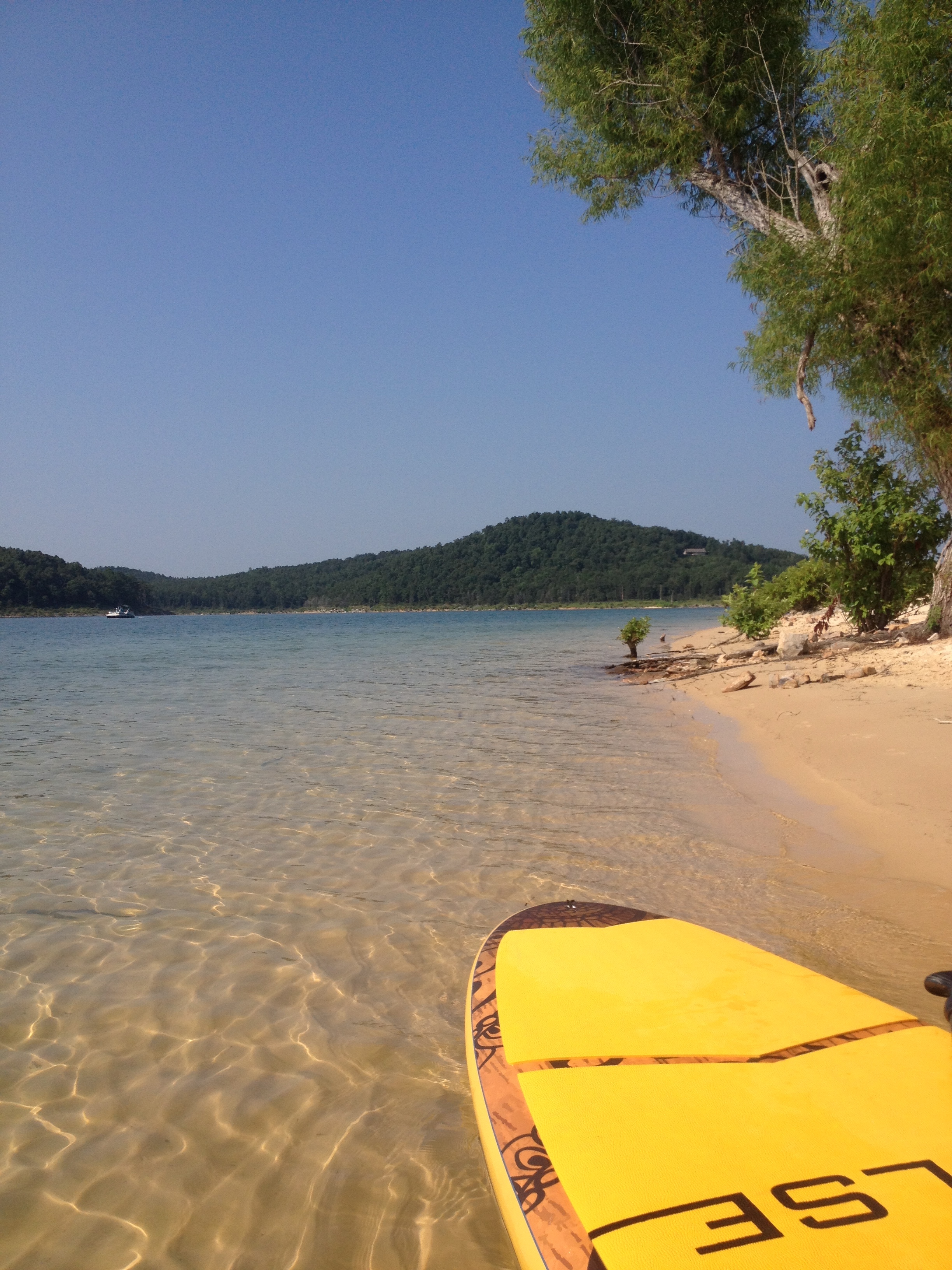 A sandy beach on Norfork Lake in North Central Arkansas