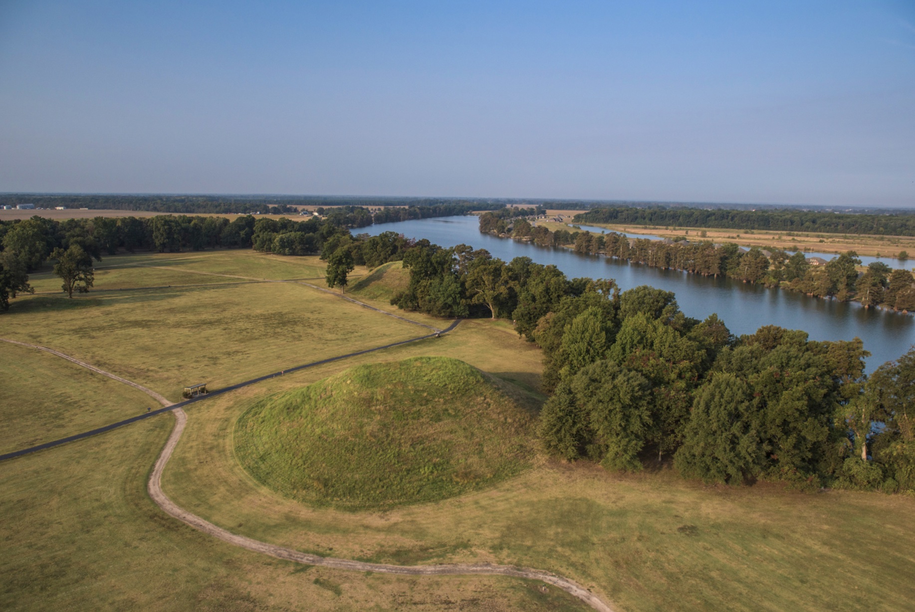 Aerial View of Plum Bayou Mounds Archeological State Park
