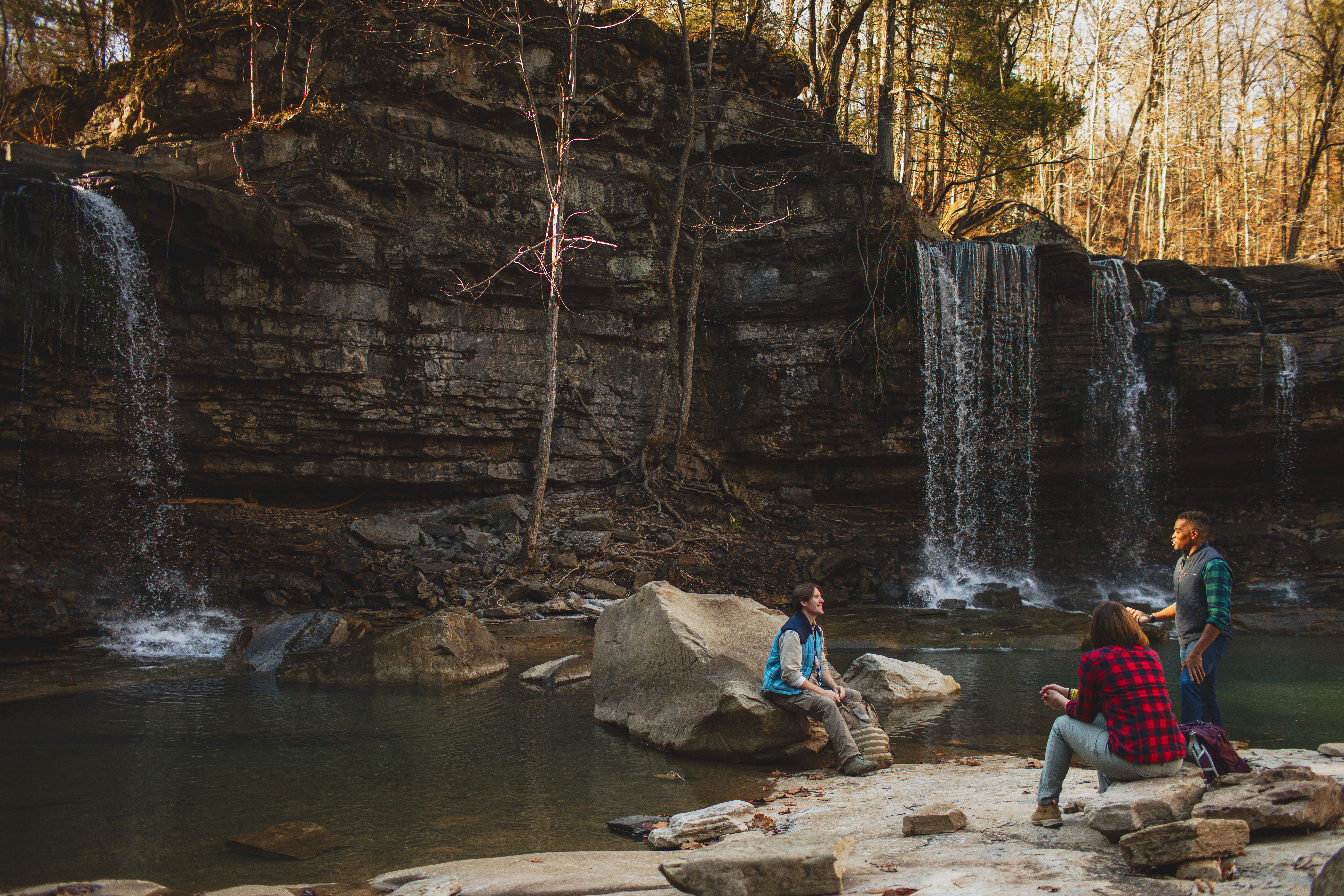 Friends at Richland Creek Waterfall