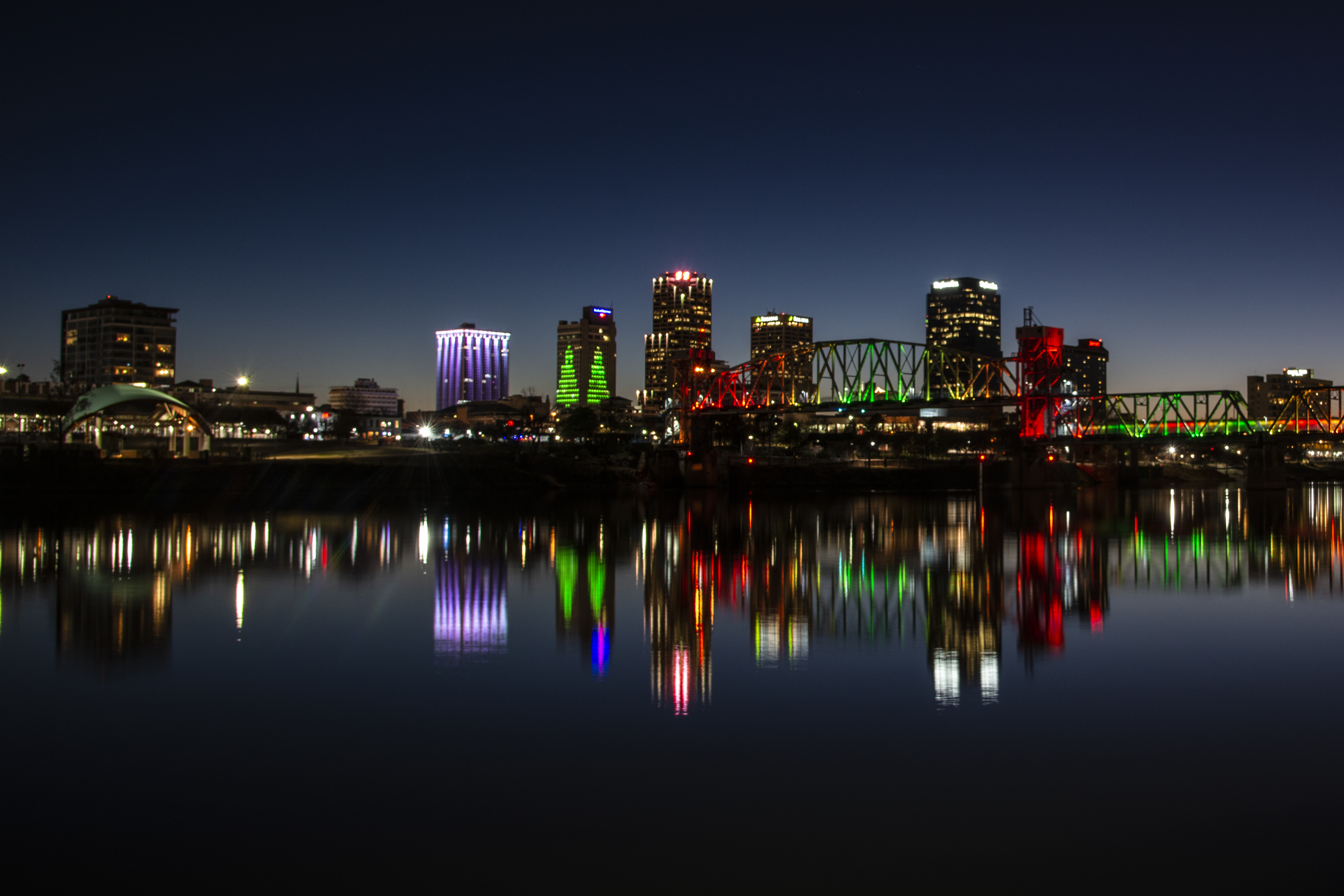 Holiday lights in Little Rock's River Market