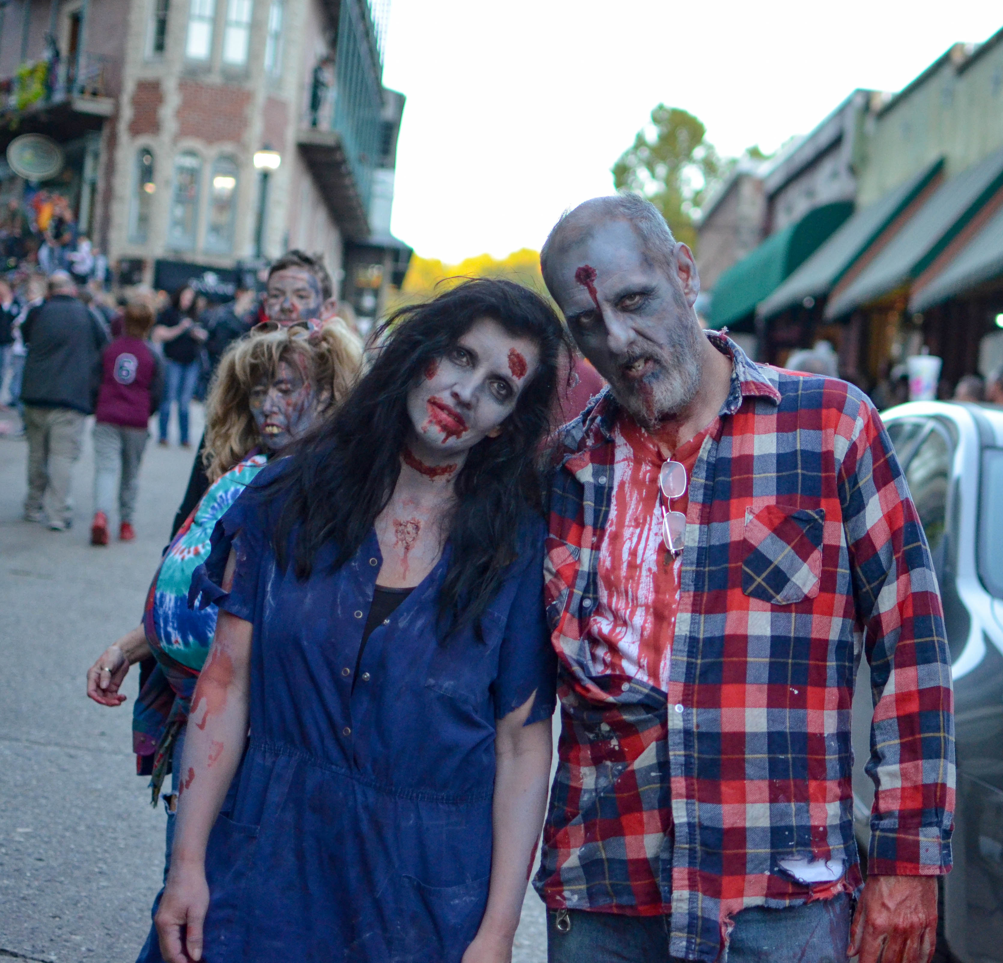 A zombie couple in the Eureka Springs Zombie Crawl, which takes place annually in October.