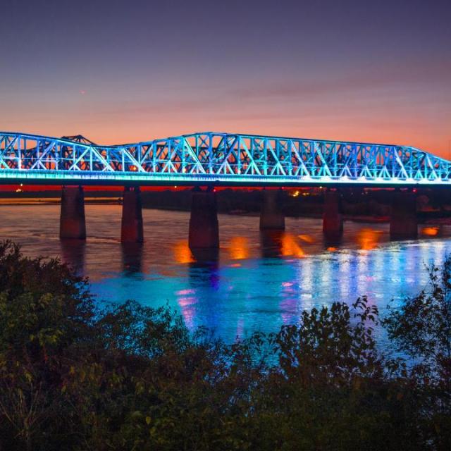 The Big River Crossing lights up the Mighty Mississippi
