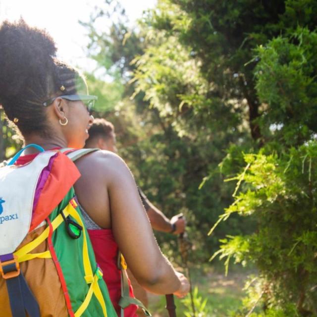 HIkers on a trail at an Arkansas State Park