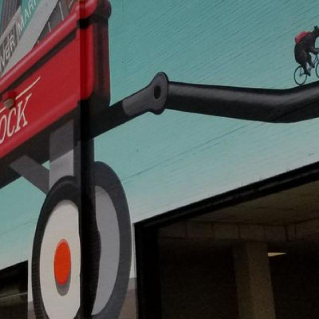 Little Red Wagon mural in downtown Little Rock