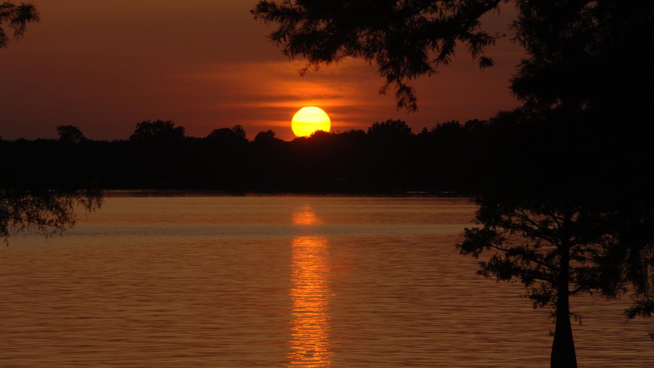 sunset over Lake Chicot