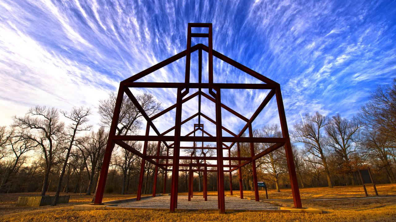 "Ghost structures" at Davidsonville Historic State Park in Pocahontas