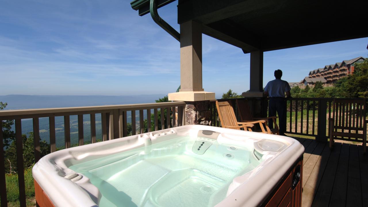 A beautiful view of Mount Magazine State Park from the hot tub