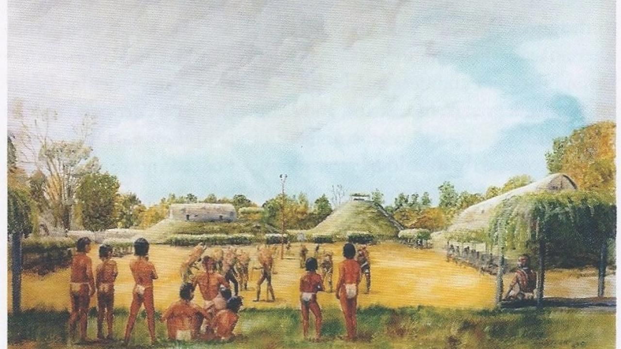 Rendering of a Quapaw Village in Arkansas