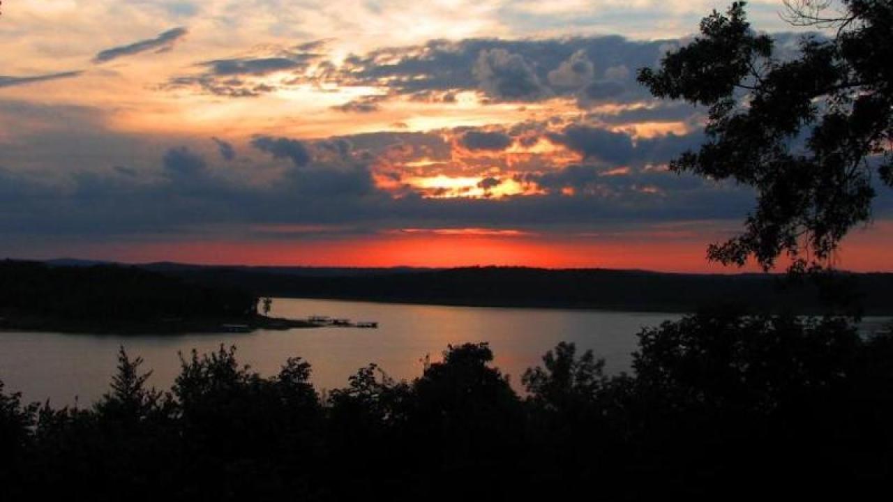 Sunset seen from Three Oaks Resort. 