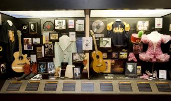 Display with Arkansas entertainers memorabilia 