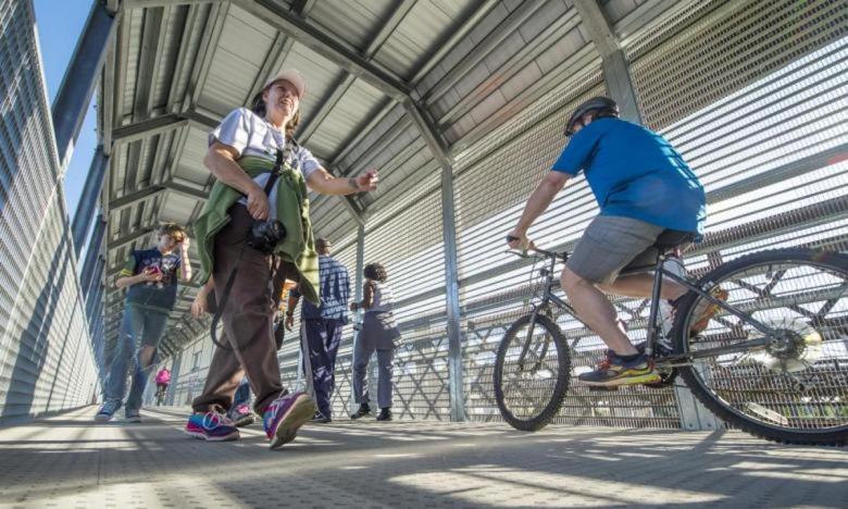 Walking and biking across the Harahan Big River Crossing from West Memphis to Memphis