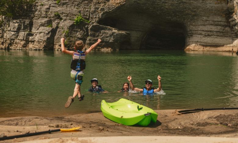 Family swimming at Buffalo National River