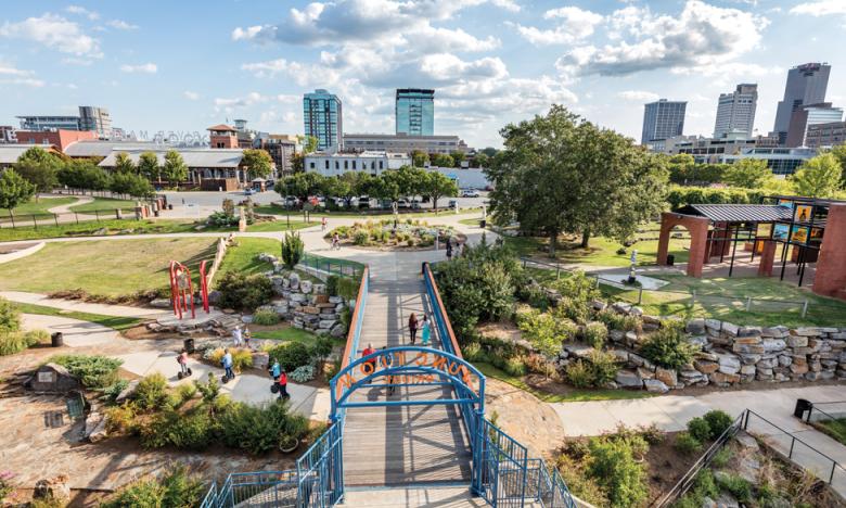 View of Little Rock from Junction Bridge. Photo from Little Rock CVB.