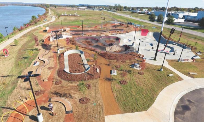 Arial view of Fort Smith Riverfront Skate and Pike Park
