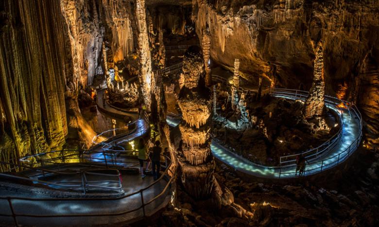 Walking among the glistening formations and towering columns of Blanchard Springs Caverns is a surreal experience.