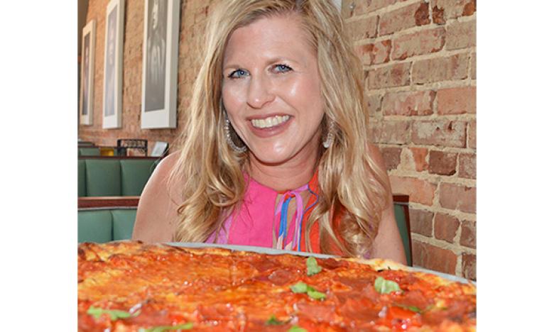 Enjoying DeLuca's Pizzeria
