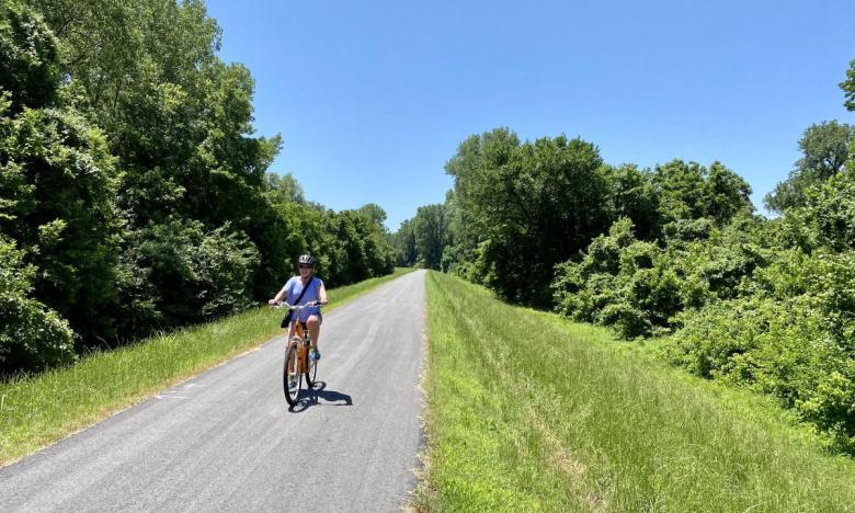 The trail is flat and paved
