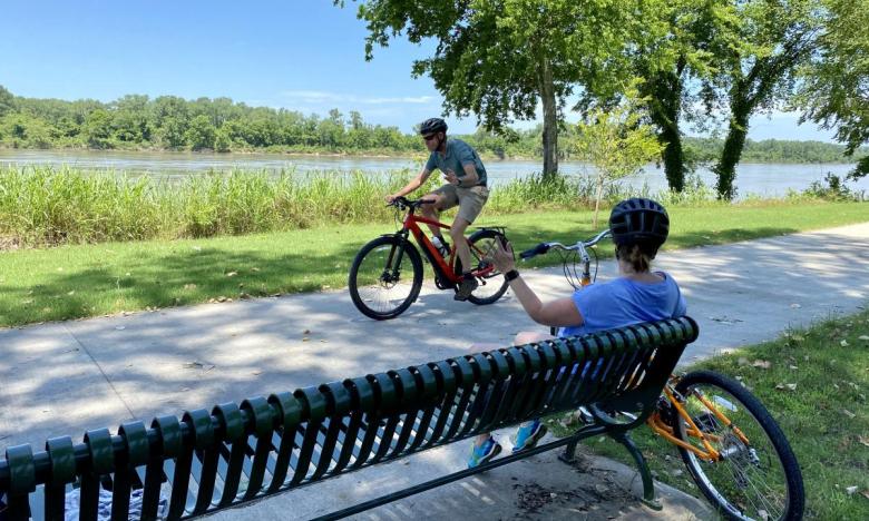 Park benches dot part of the trail