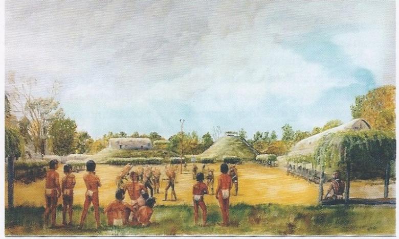Rendering of a Quapaw Village in Arkansas