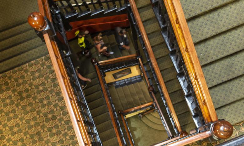 Staircase in Crescent Hotel in Eureka Springs