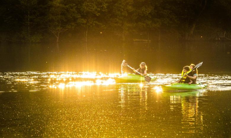Kayaking at Sunset at Woolly Hollow State Park