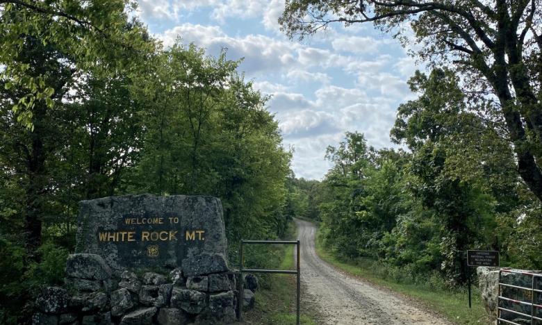 The entrance to White Rock Mountain in Arkansas