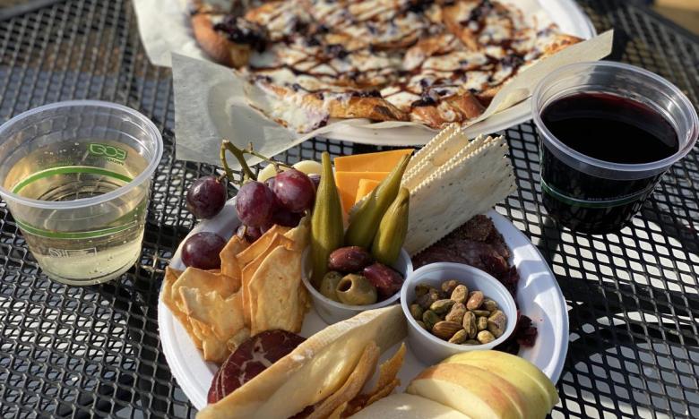 Wine and food from the bistro menu at Tontitown Winery