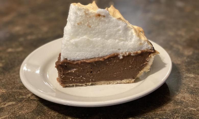 Chocolate meringue pie at Mama Z's Cafe