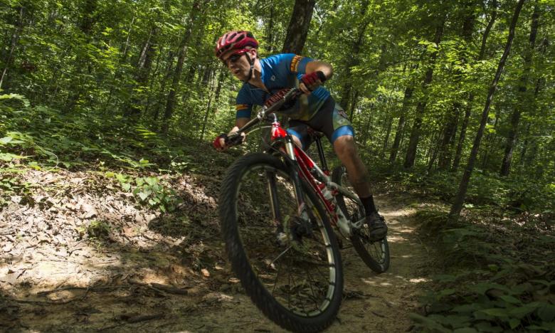 Test your skills on the biking trails at Craighead Forest Park.
