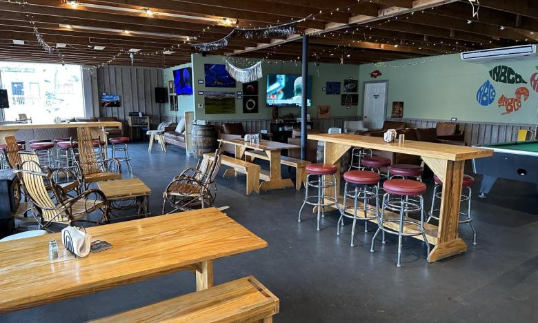 Seating in the taproom.